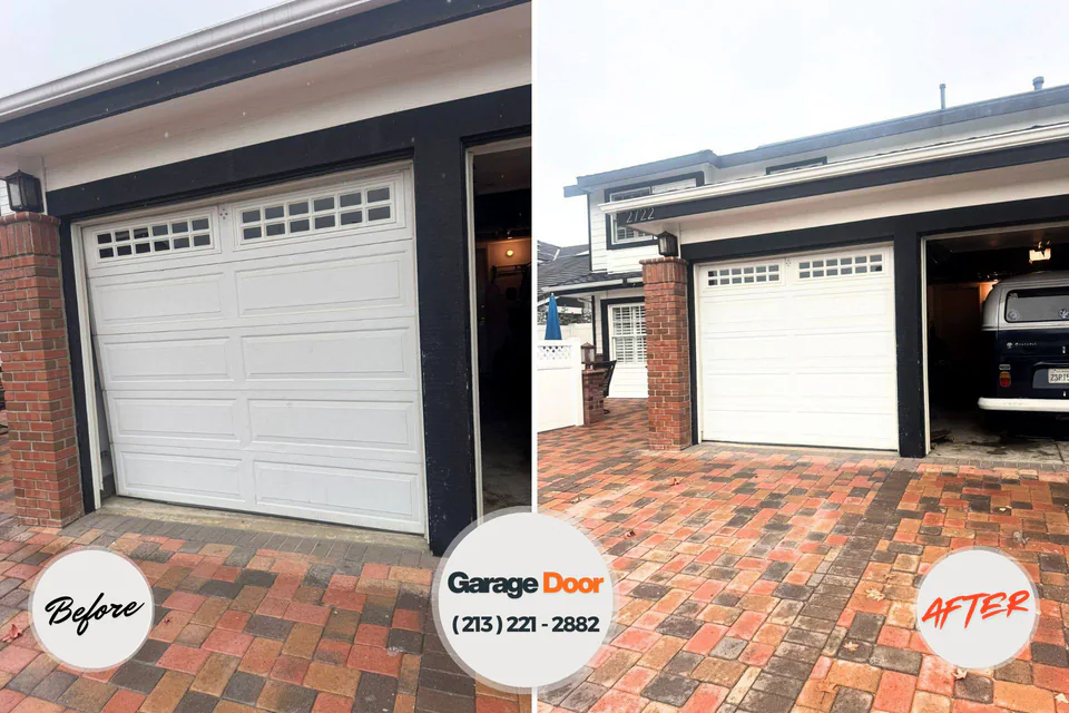Before and after: garage door repair Portola, CA